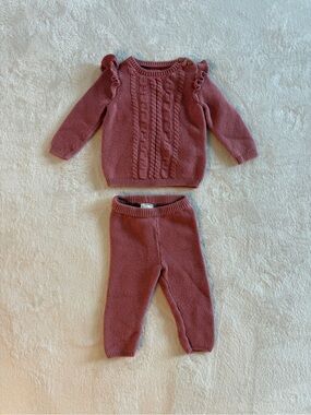 Little Planet Carter’s Organic Knit Sweater Set 6M Dusty Rose